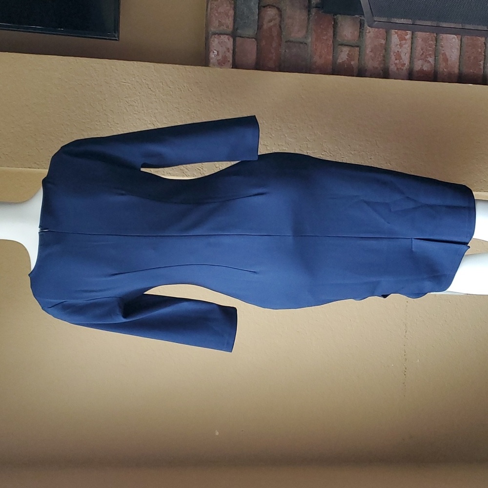 🆕️ MIUSOL Navy Blue Ruched ¾ Sleeve Cascade Ruffle Bodycon Dress SIZE: M - Picture 5 of 12